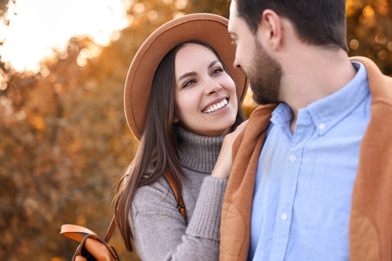 Woman Smiling at Partner